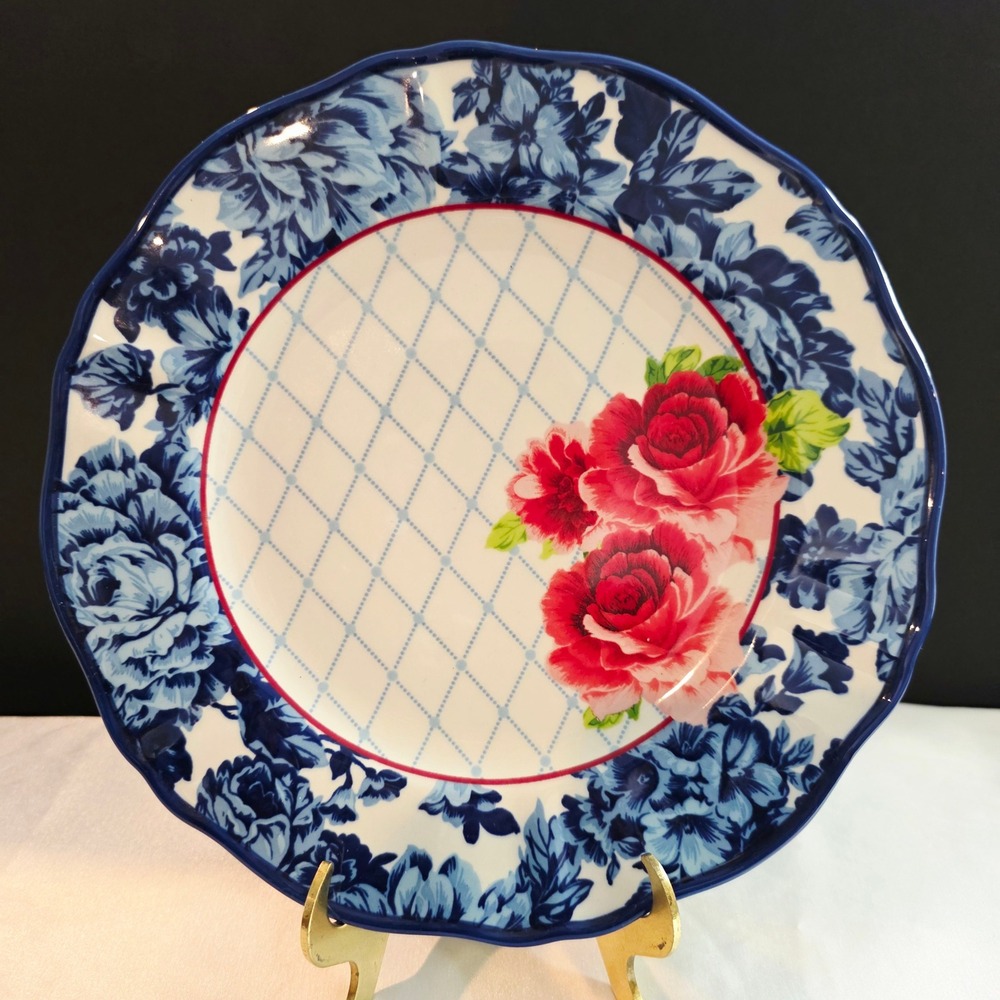 The Pioneer Woman Heritage Floral Dinner Plate, Blue Red Farmhouse Stoneware